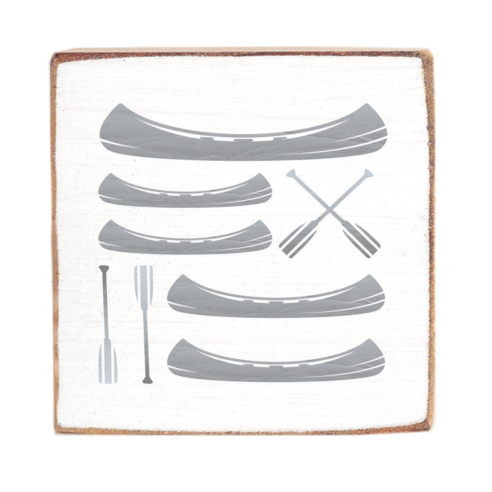 Vintage Canoes Wood Block