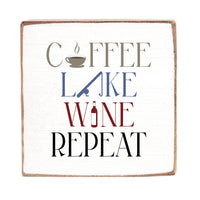Coffee Lake Wine Repeat Icon Square Block Sign