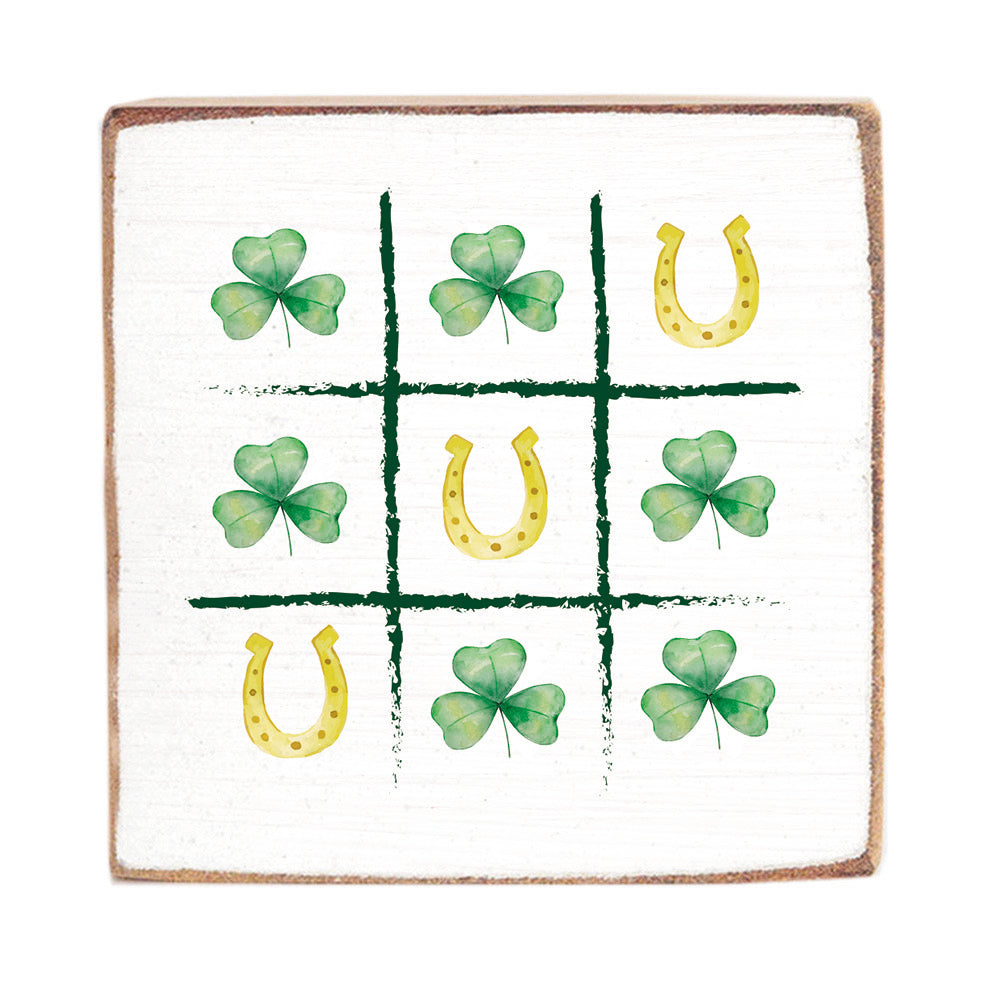 Lucky Tic Tac Toe Decorative Wooden Block
