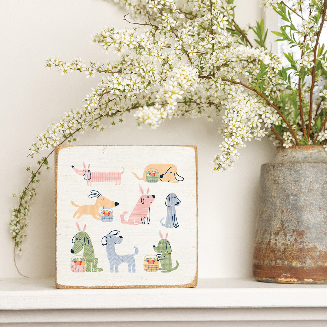 Puppy Bunnies Block Sign