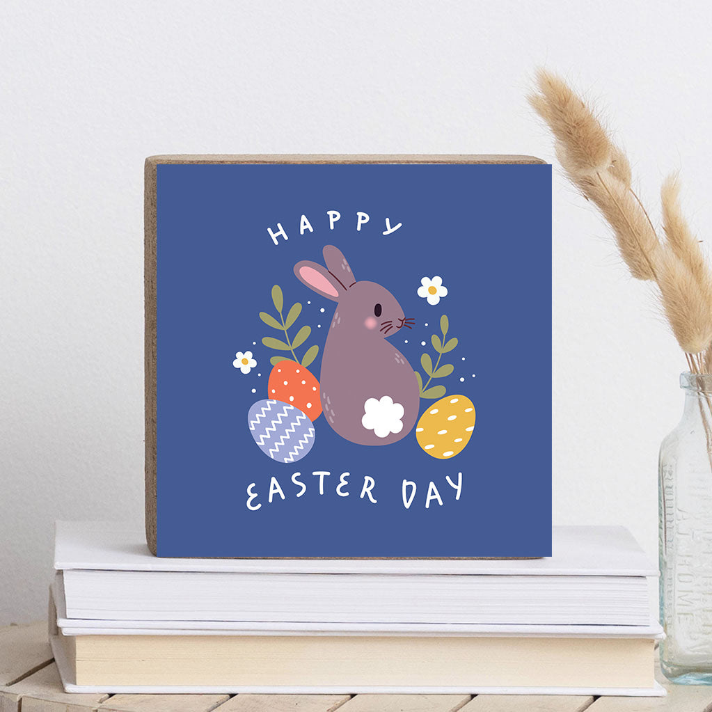 Happy Easter Day Bunny Decorative Wooden Block