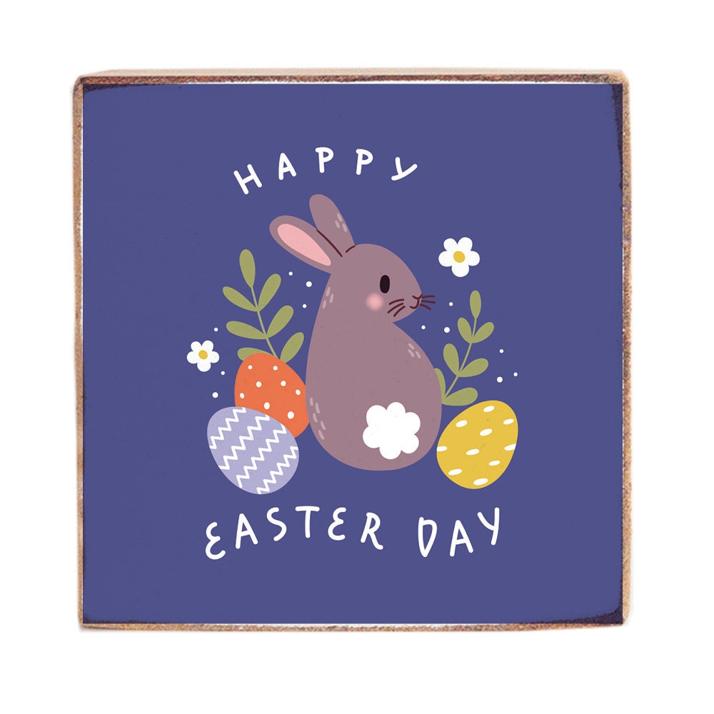 Happy Easter Day Bunny Decorative Wooden Block