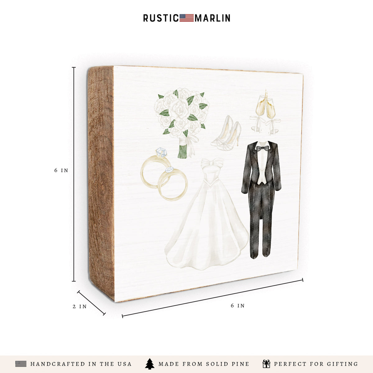 Wedding Icons Block Sign