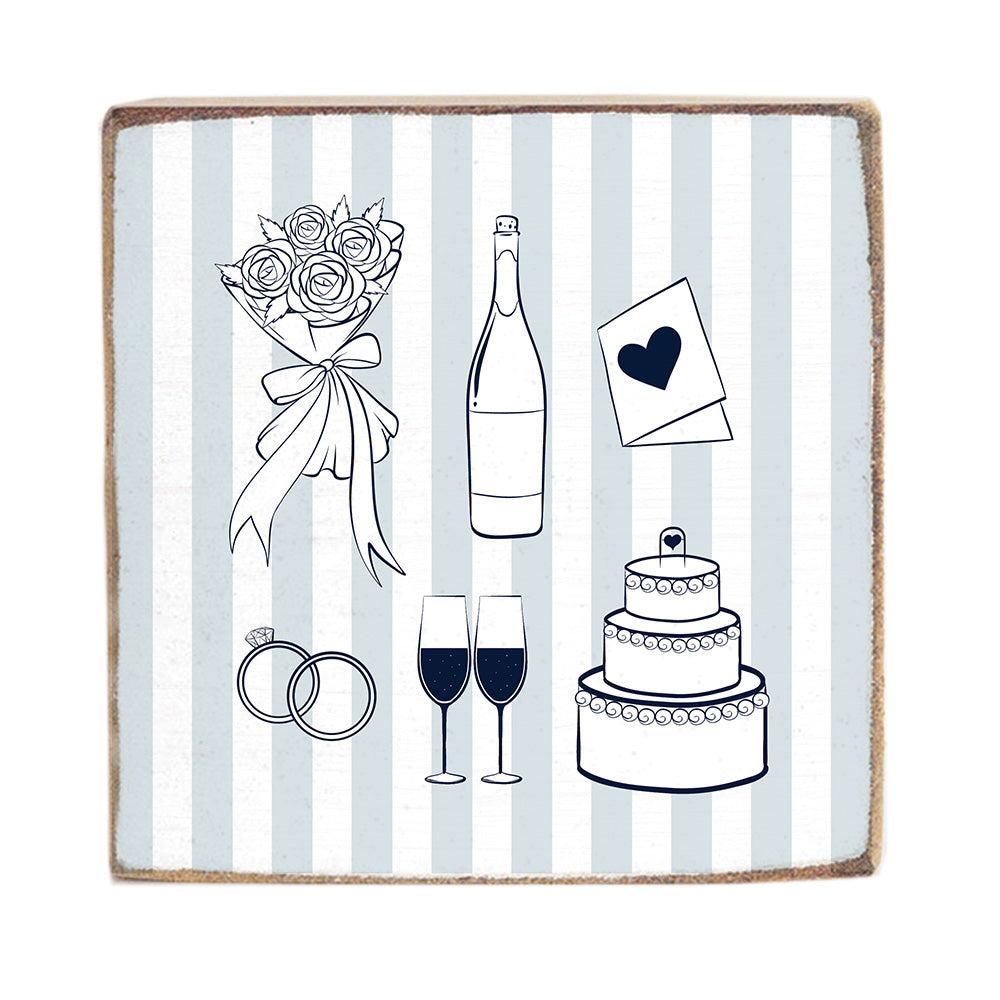 Wedding Icons Striped Block Sign