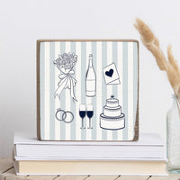 Wedding Icons Striped Block Sign