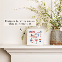 Watercolor American Icons Block Sign