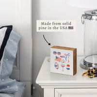 Watercolor American Icons Block Sign