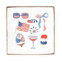 Watercolor American Icons Block Sign