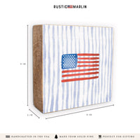 American Flag Watercolor Block Sign