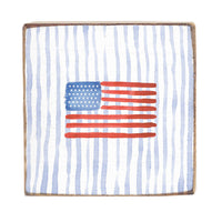 Watercolor American Flag Square Block Sign