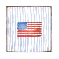 Watercolor American Flag Square Block Sign