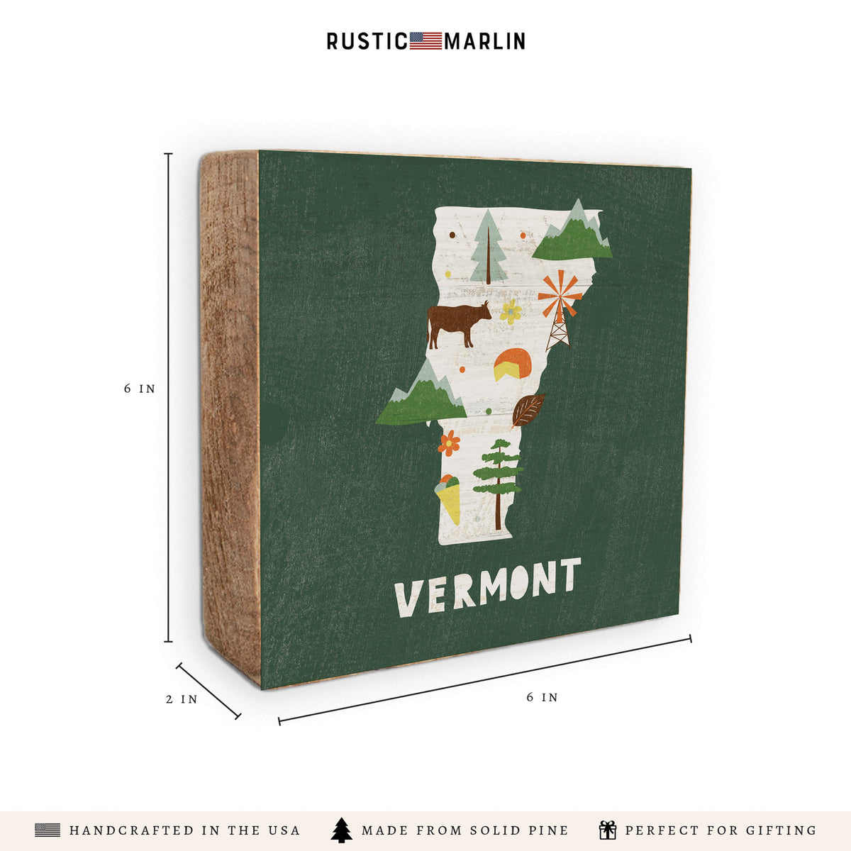 Vermont State Icons Block Sign