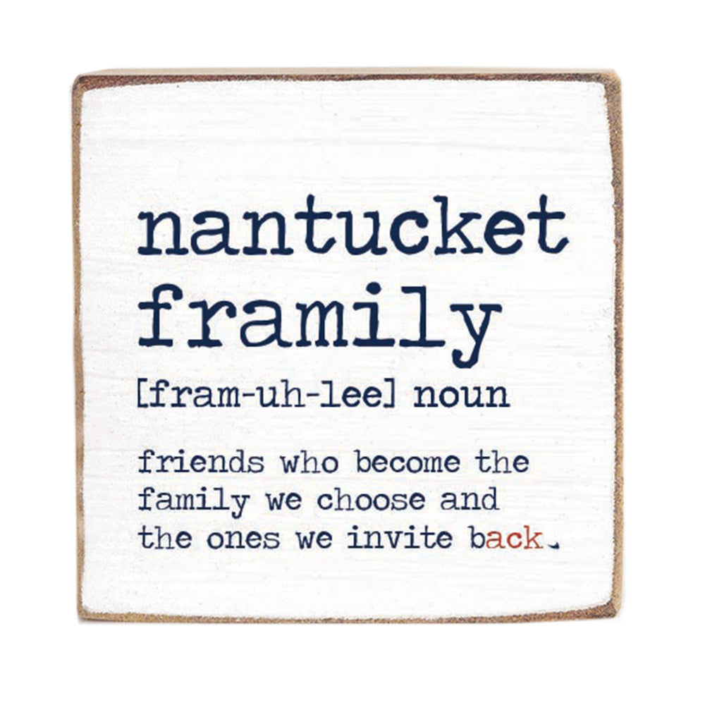 Nantucket Framily Definition Wood Block