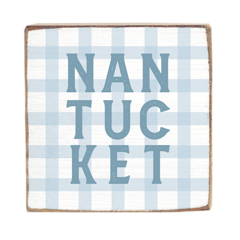 Nantucket Gingham Square Block Sign