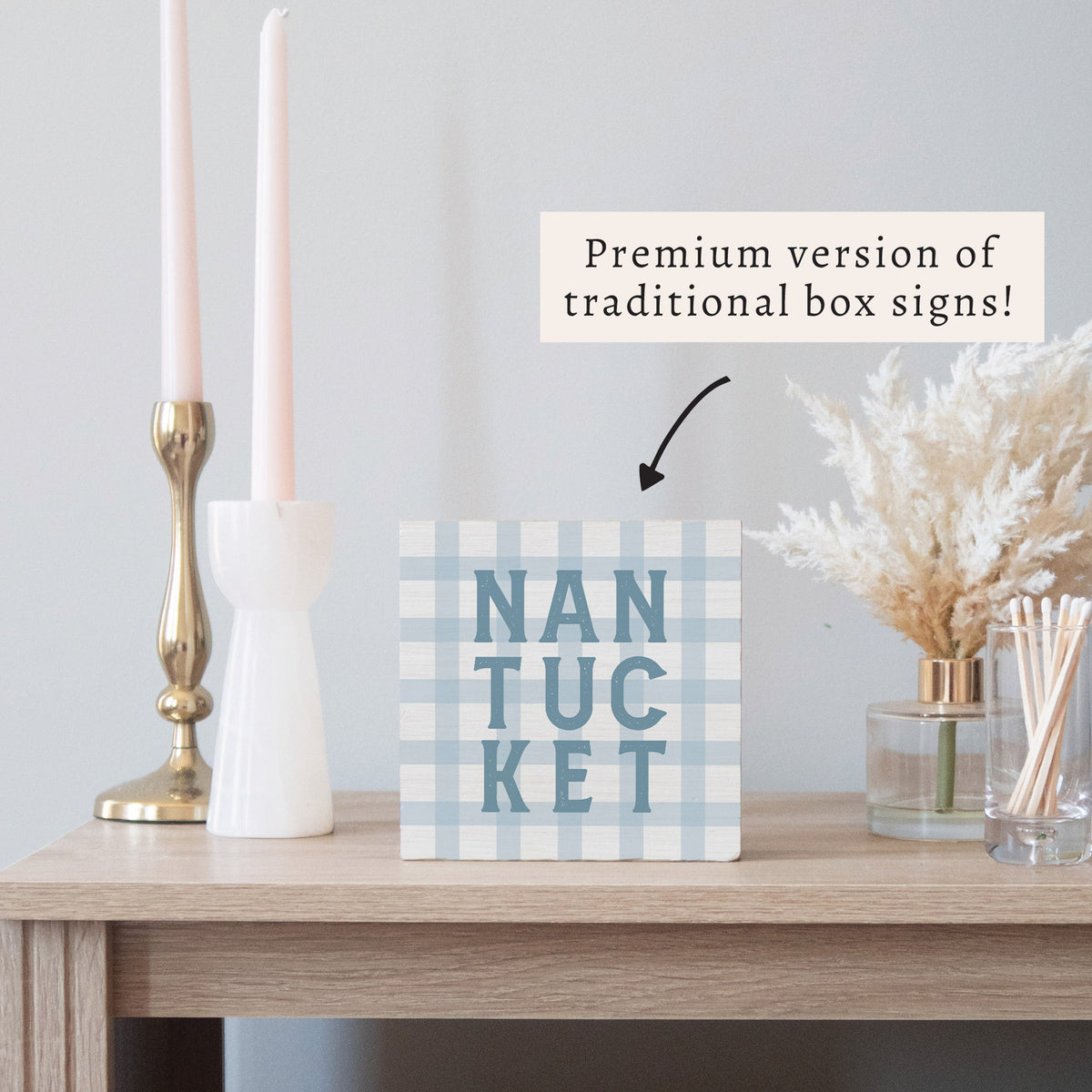Nantucket Gingham Block Sign
