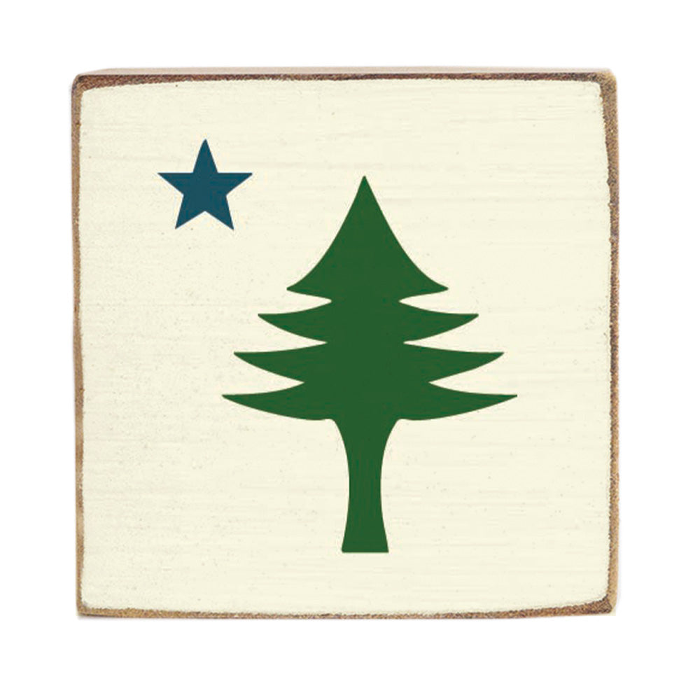 Maine Flag Symbol Wood Block