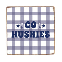 Go Huskies Purple White Wood Block