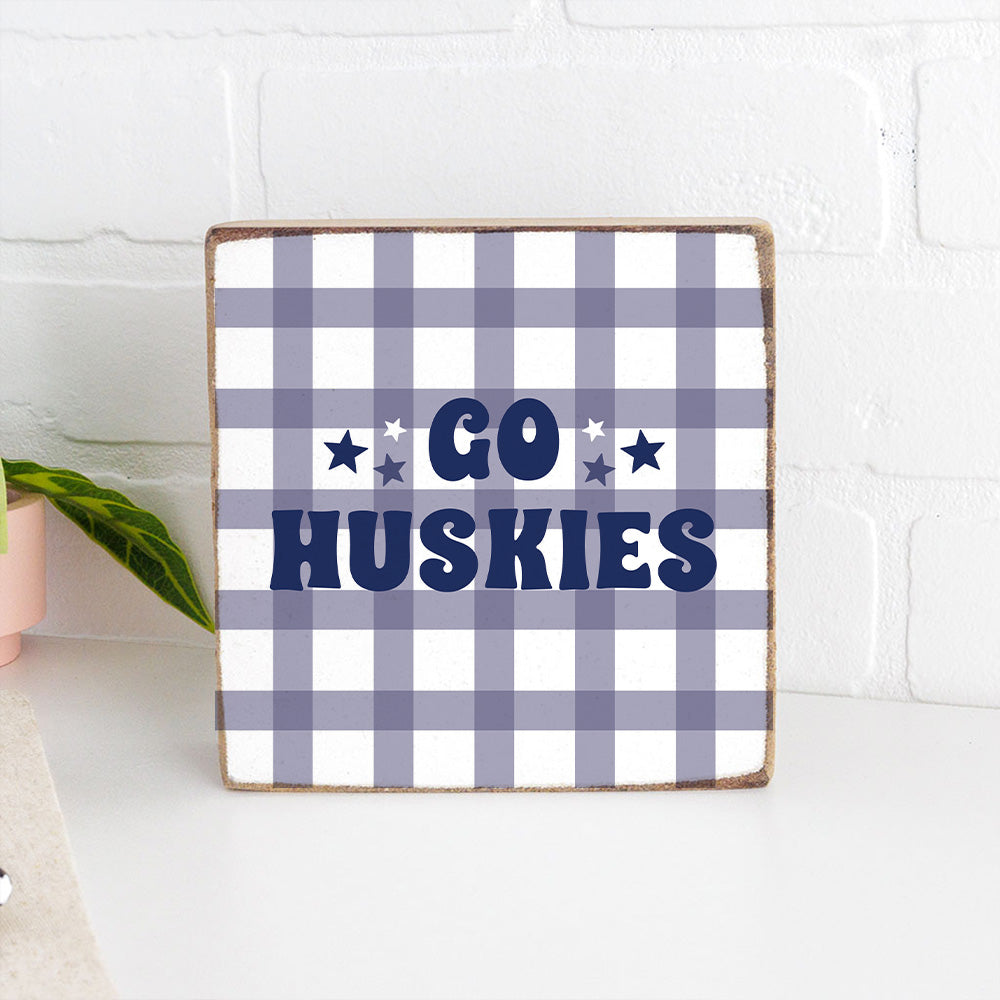 Go Huskies Purple White Wood Block
