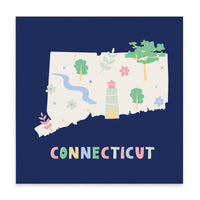 Connecticut State Icons Block Sign
