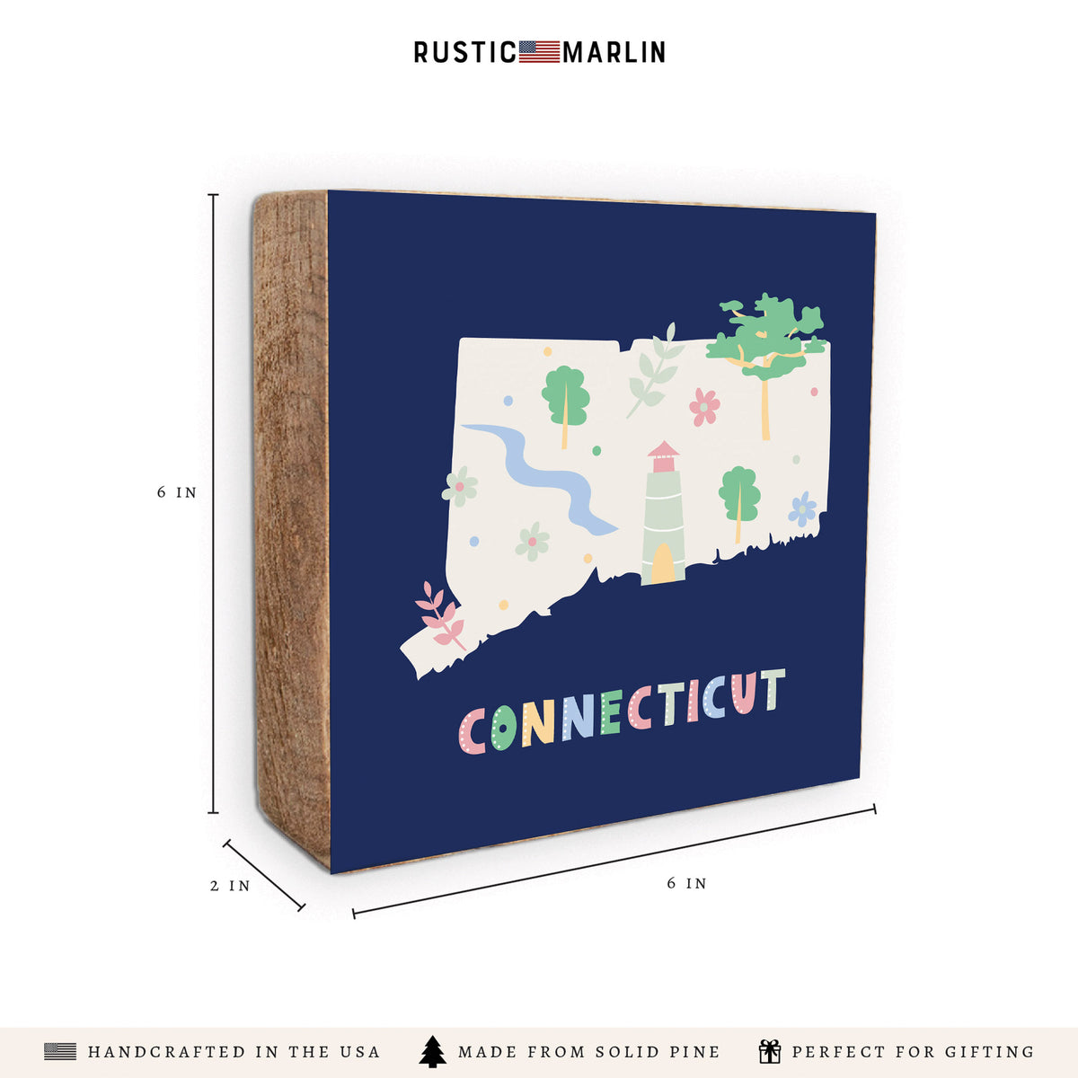 Connecticut State Icons Block Sign
