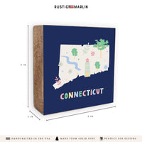 Connecticut State Icons Block Sign