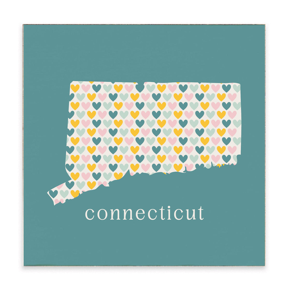 Connecticut Teal Hearts Block Sign
