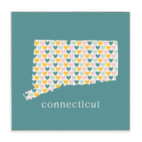 Connecticut Teal Hearts Block Sign
