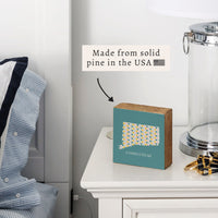 Connecticut Teal Hearts Block Sign