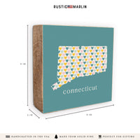 Connecticut Teal Hearts Block Sign