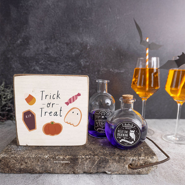 Trick Or Treat Icons Block Sign