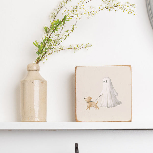 Ghost & Pup Block Sign
