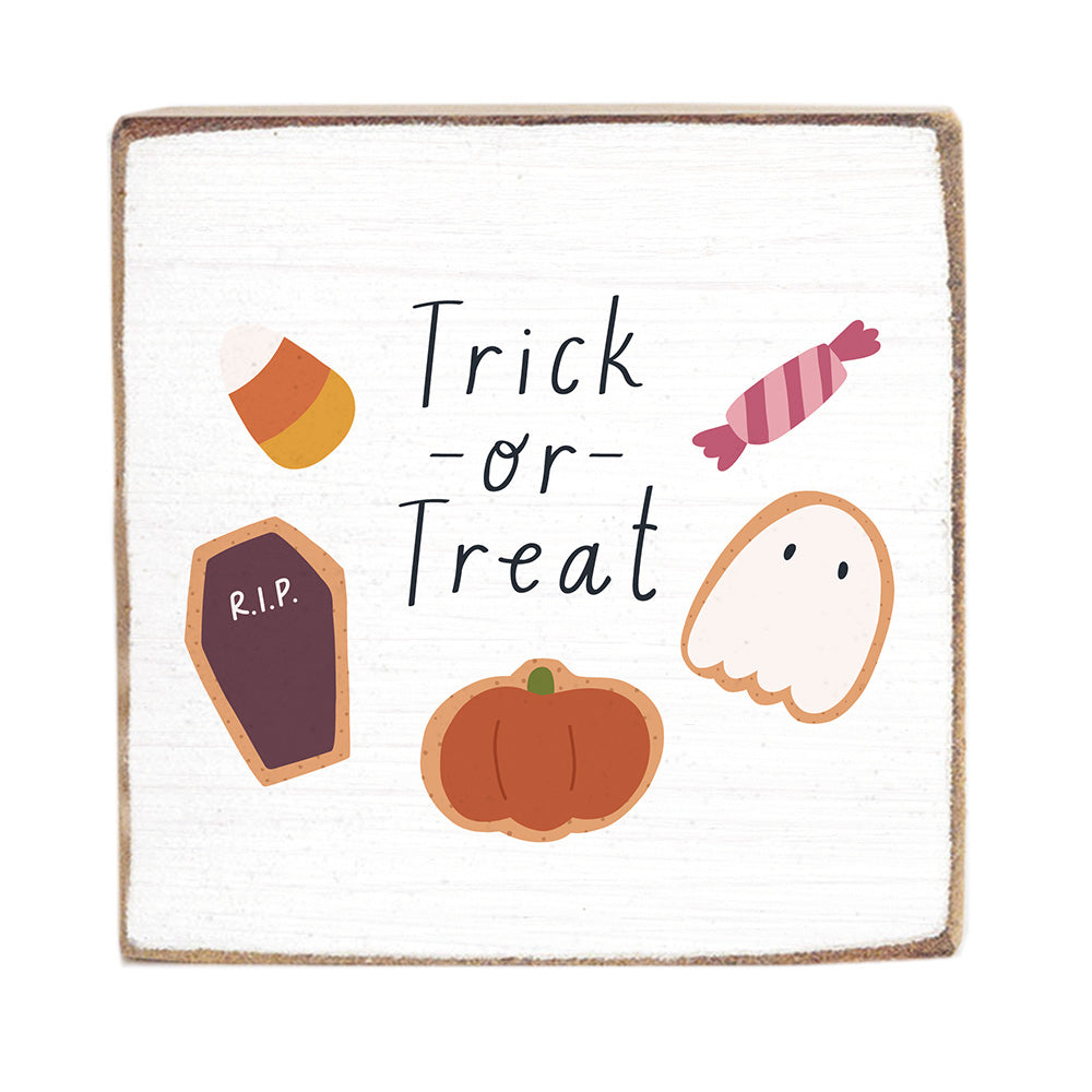 Trick Or Treat Halloween Wood Block