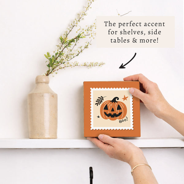 Pumpkin Boos Halloween Block Sign