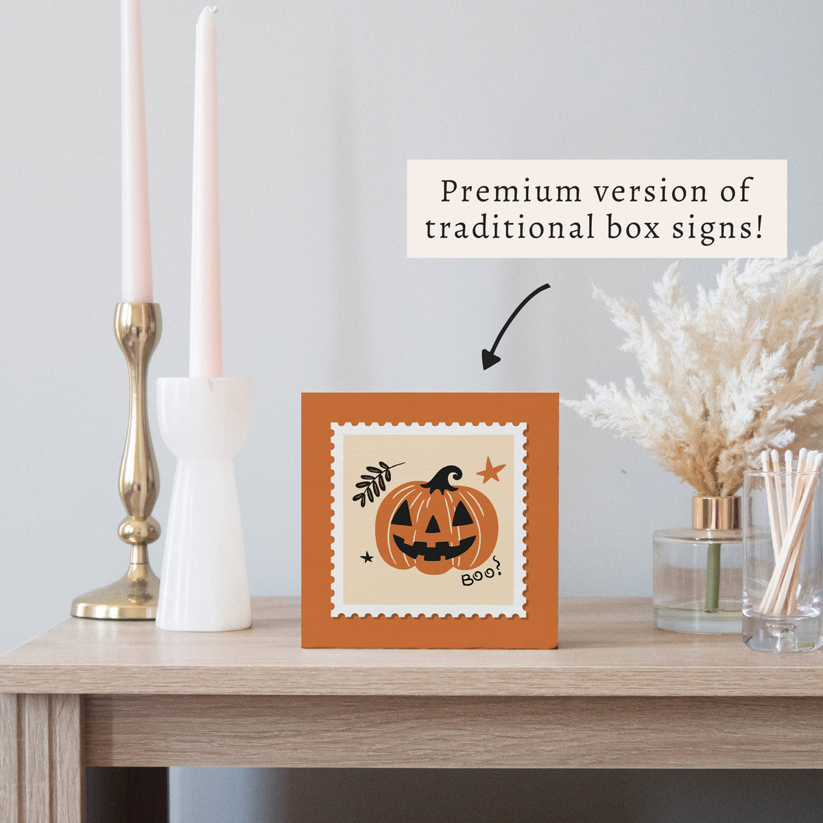 Pumpkin Boos Halloween Block Sign