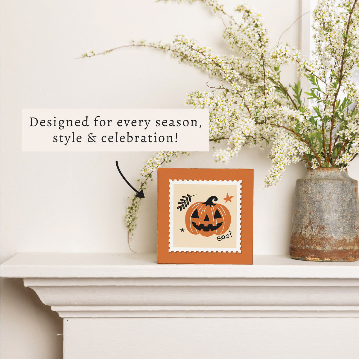 Pumpkin Boos Halloween Block Sign