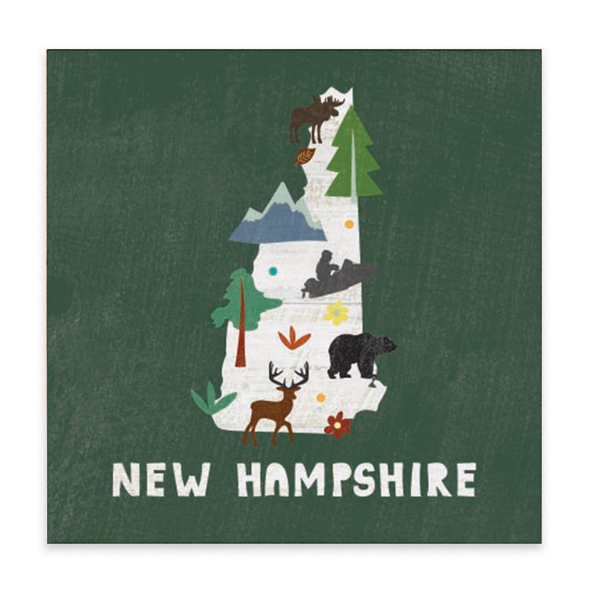 New Hampshire State Icons Block Sign