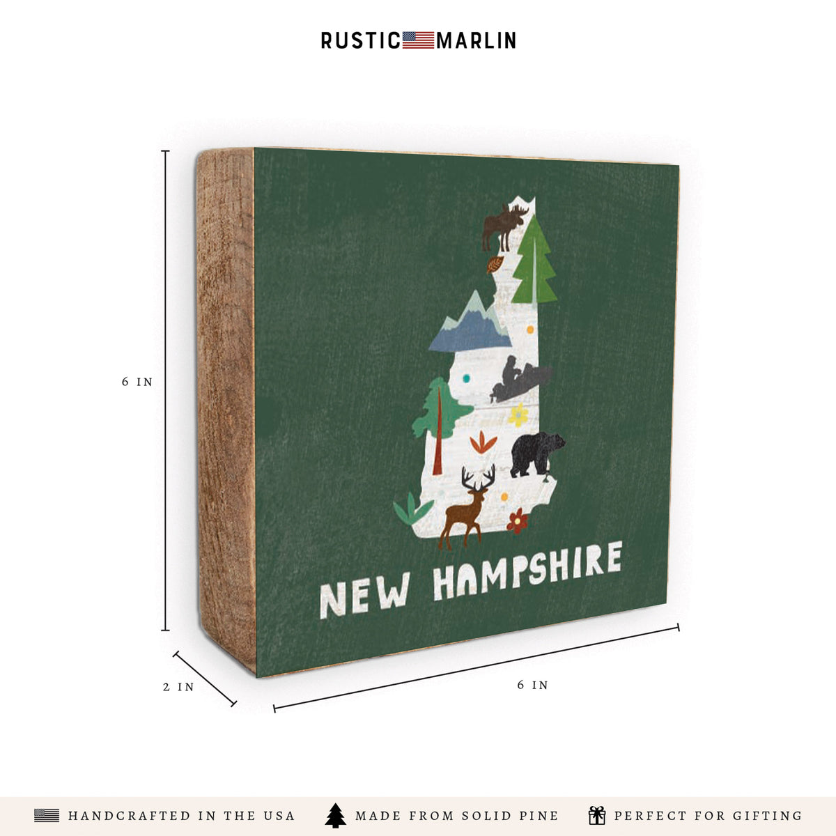 New Hampshire State Icons Block Sign