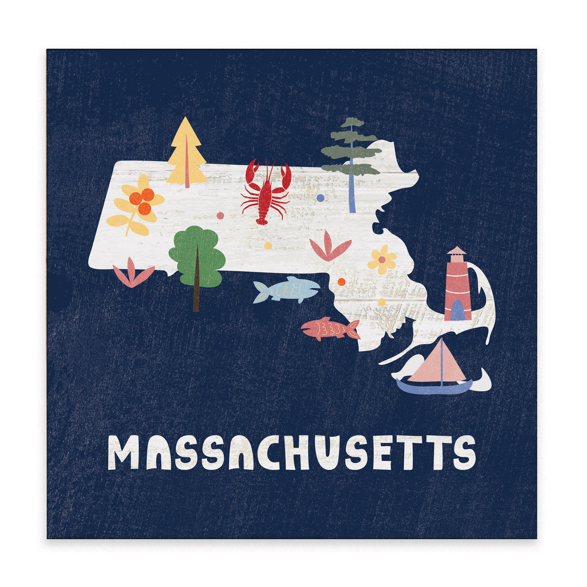 Massachusetts State Icons Block Sign