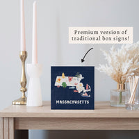 Massachusetts State Icons Block Sign