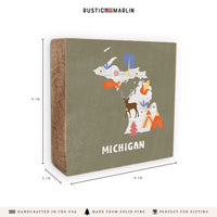 Michigan State Icons Block Sign