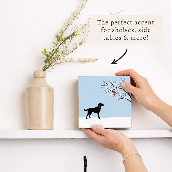 Dog And Cardinal Block Sign