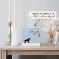 Dog And Cardinal Block Sign