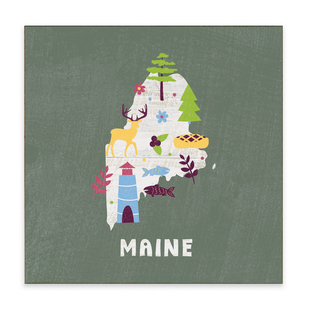 Maine State Icons Block Sign