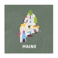 Maine State Icons Block Sign