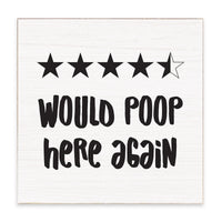 Would Poop Here Again Block Sign
