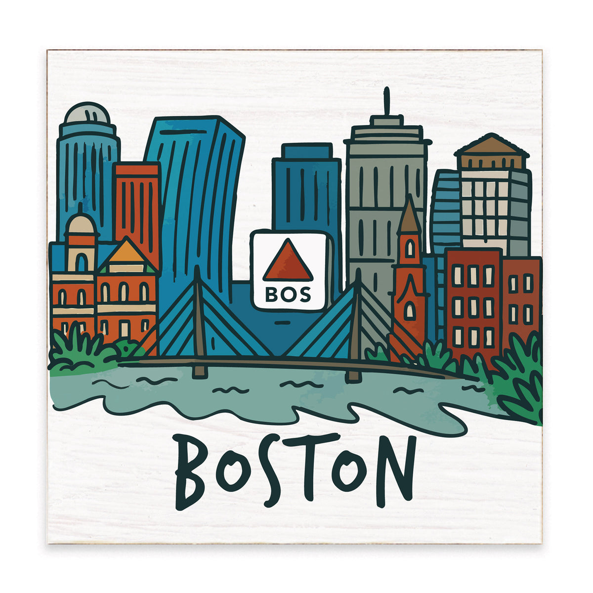 Boston Cityscape Block Sign