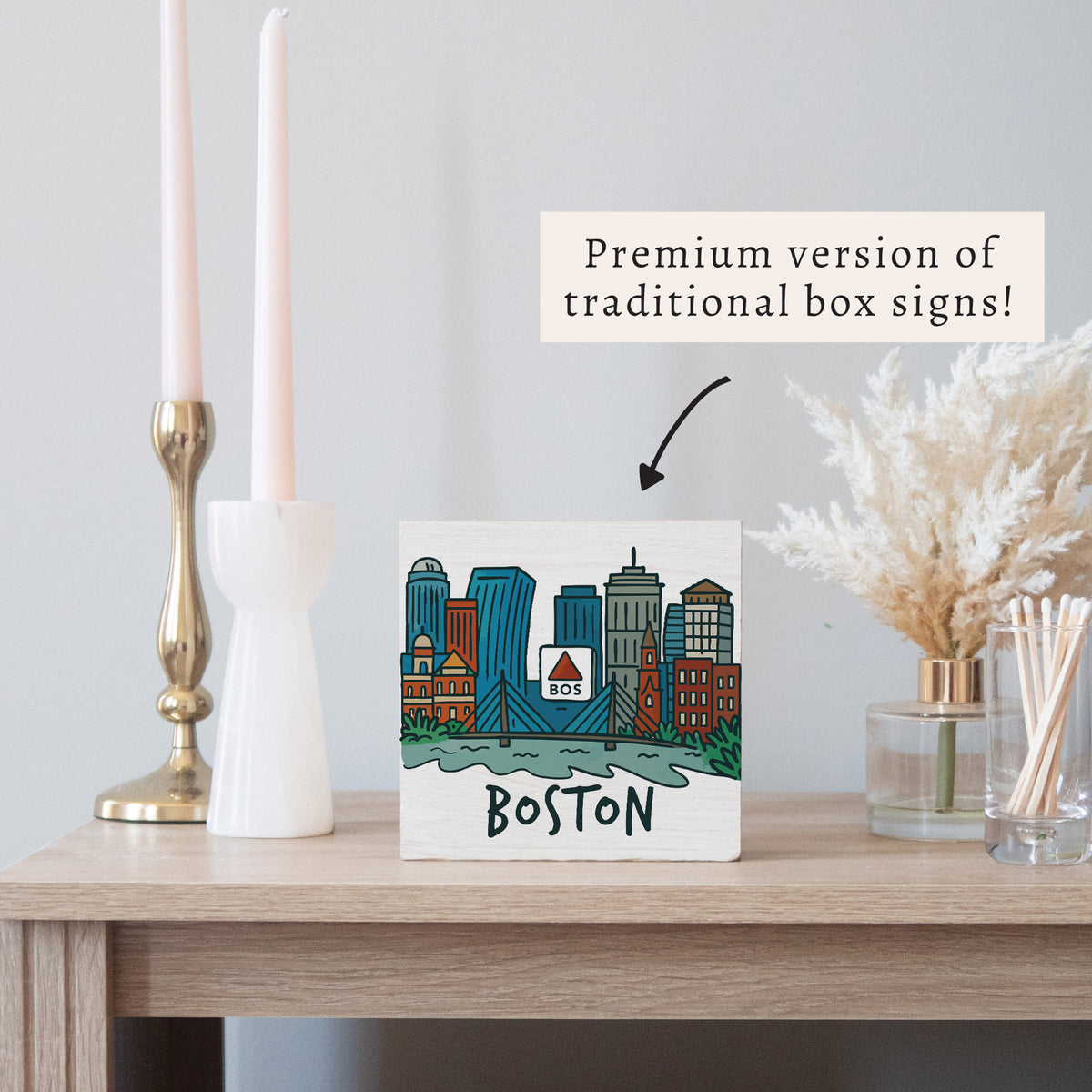 Boston Cityscape Block Sign