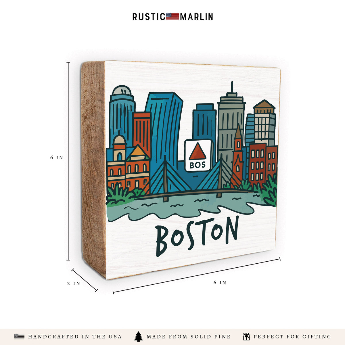 Boston Cityscape Block Sign
