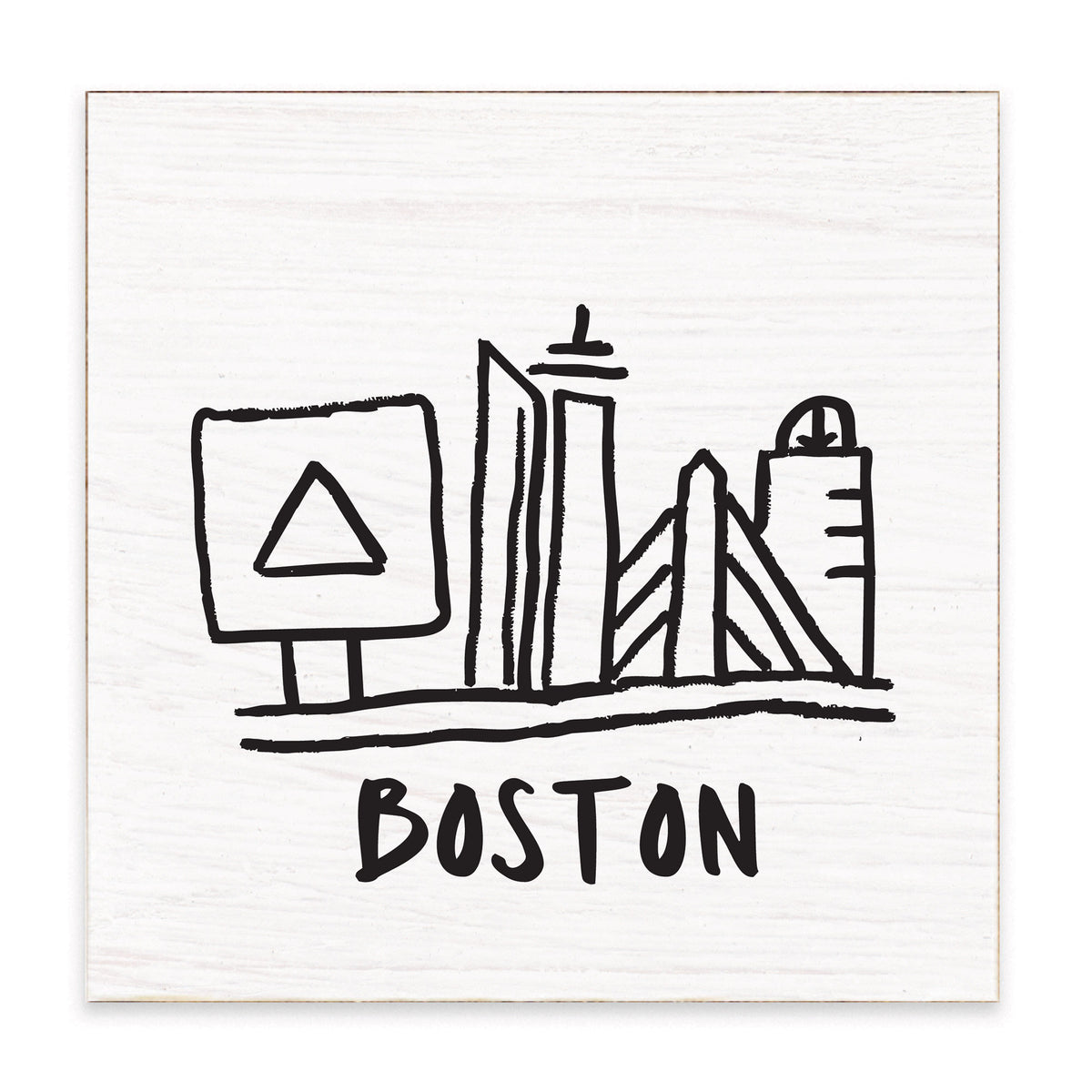 Boston City Outline Block Sign