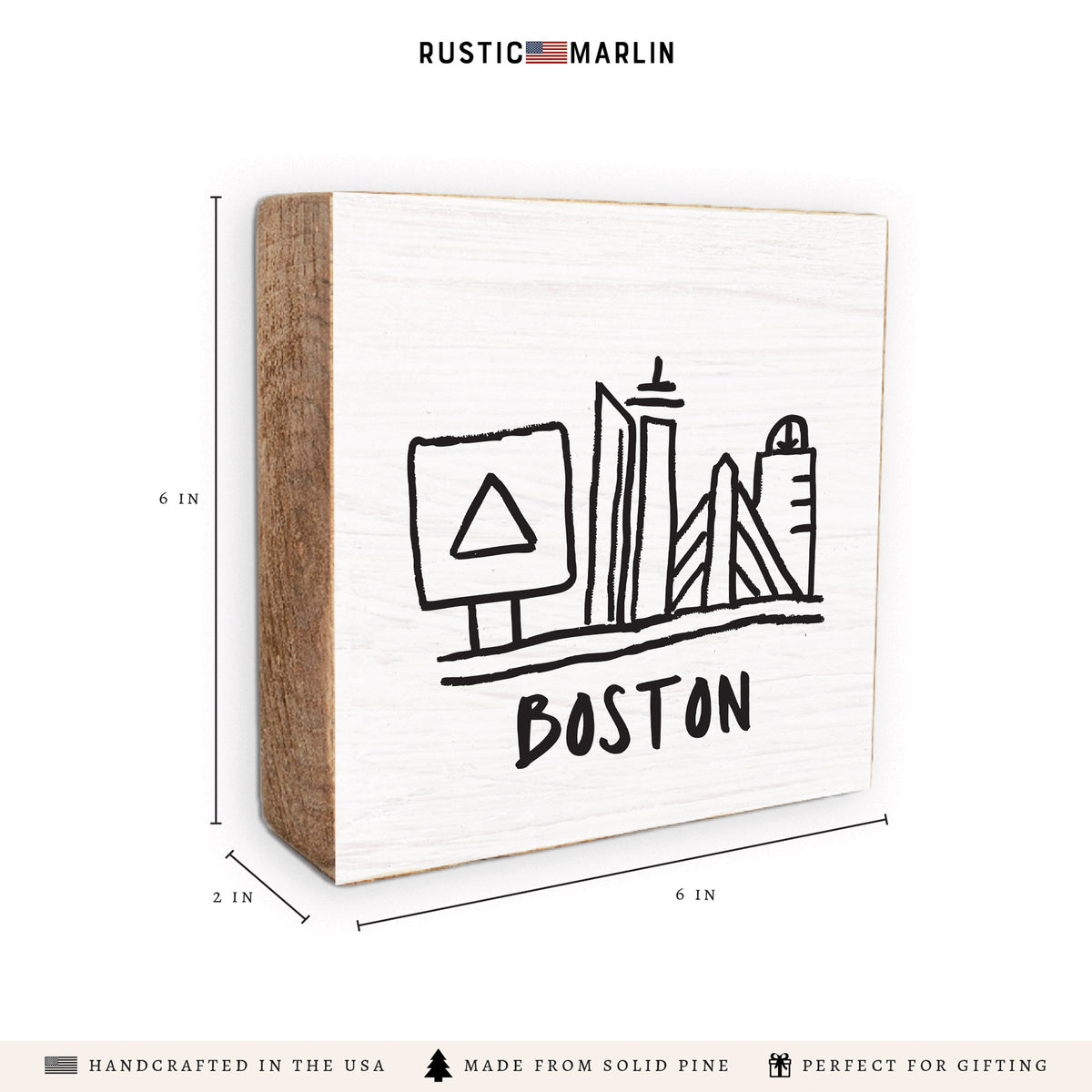 Boston City Outline Block Sign